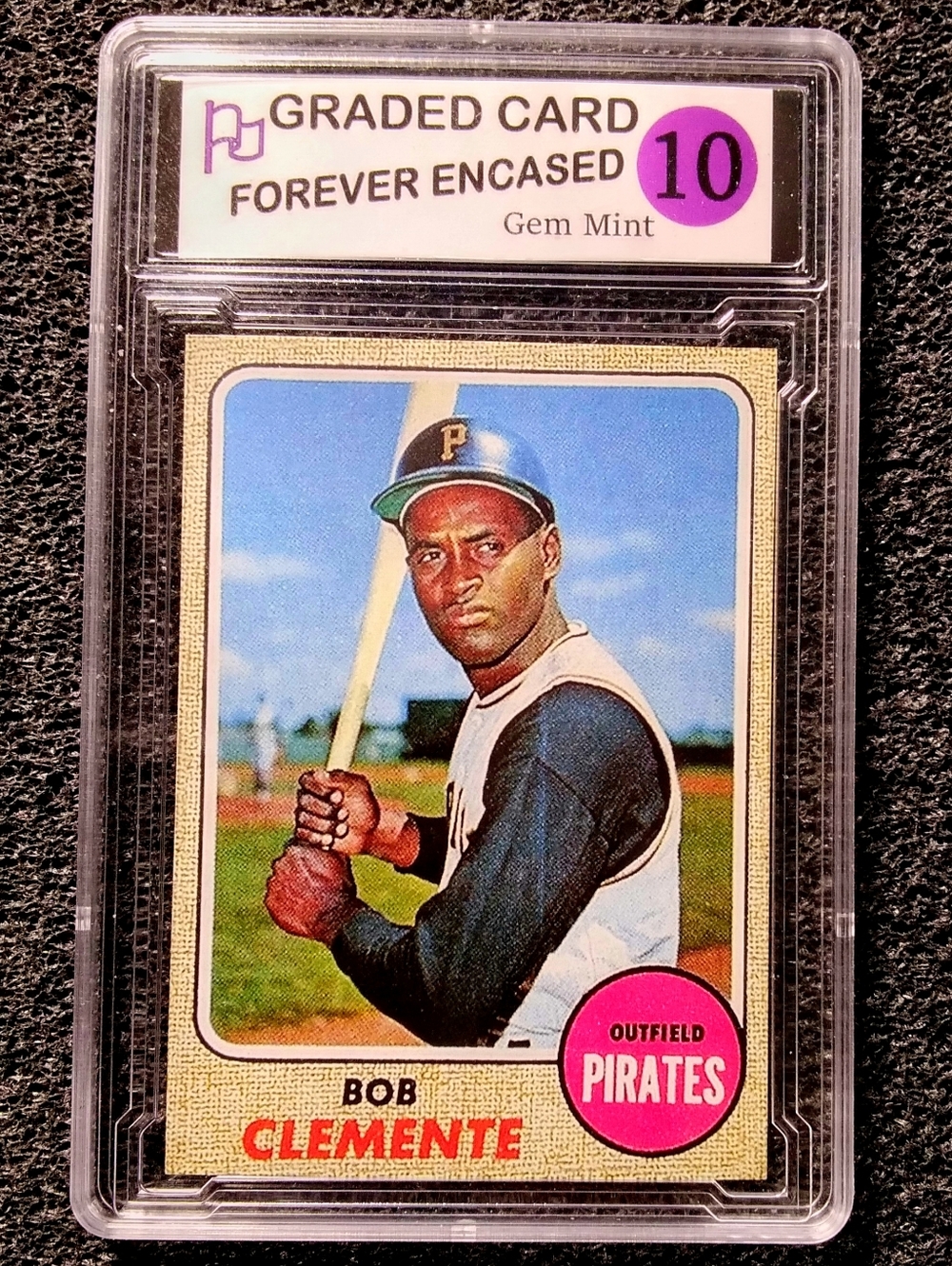 Bob Clemente 1968 Pirates HOF Vintage Baseball Card. Graded Gem 10